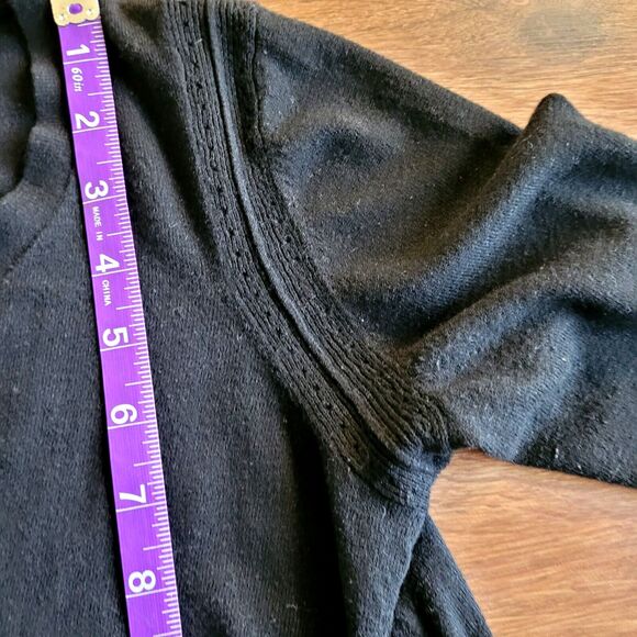 Ann Taylor LOFT Sweater Wool Blend Size M Black Long Sleeve Asymetrical Stitch - Picture 10 of 12